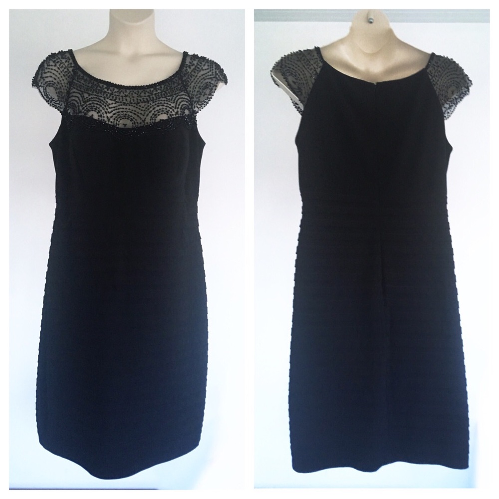 Black dress with delicate beaded collar 16W